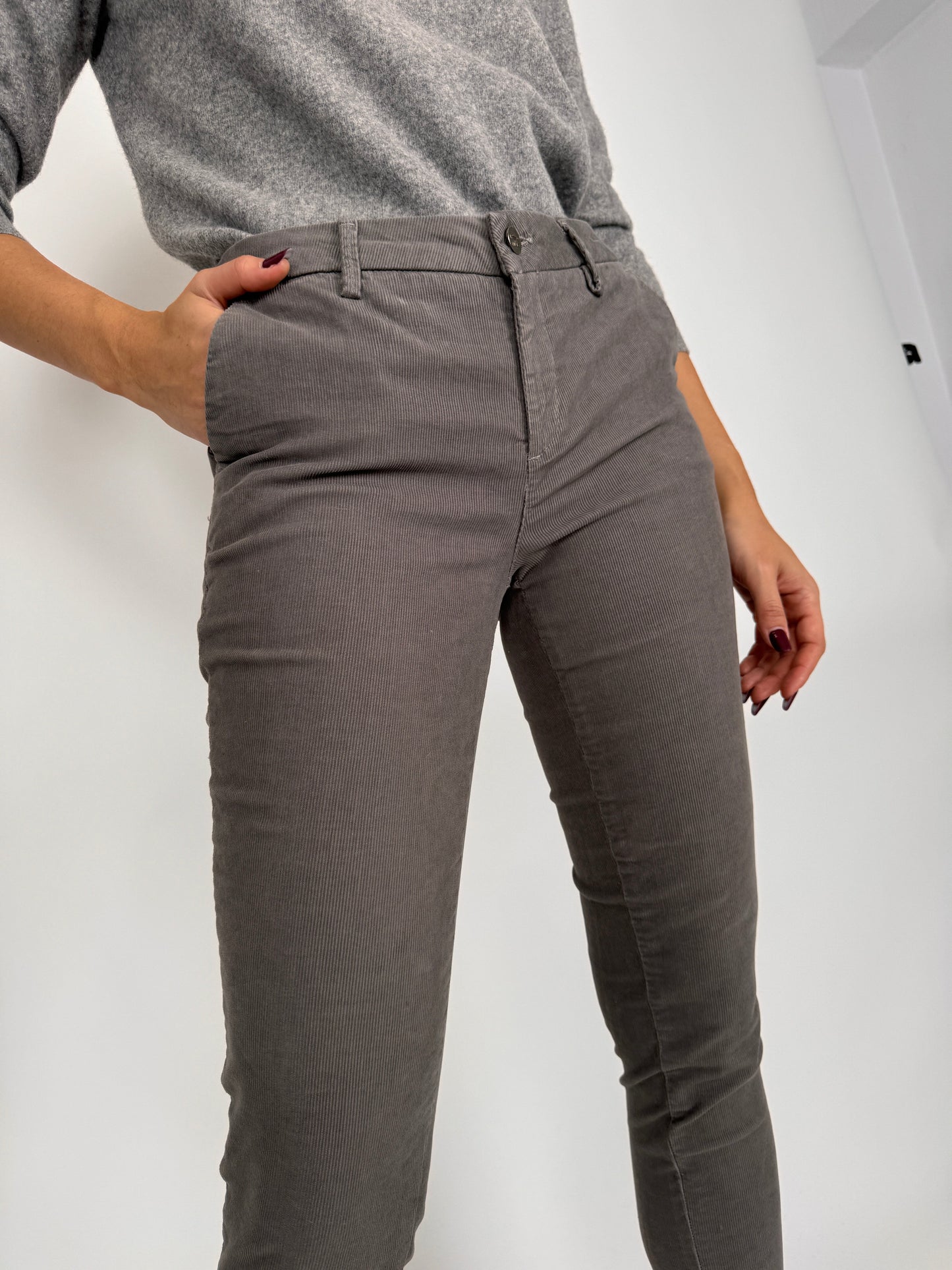 Pantaloni Liu&Jo din catifea raiata de bumbac