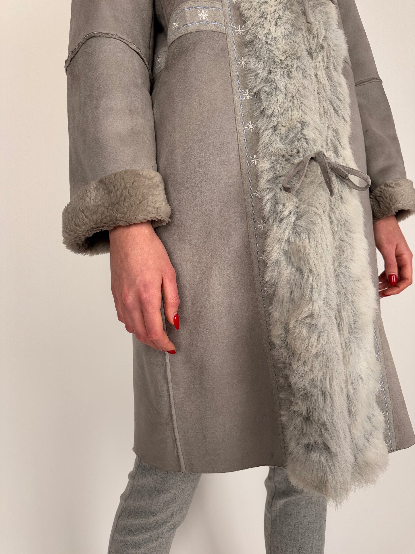 Blana eco premium italiană cu broderie pastel gray