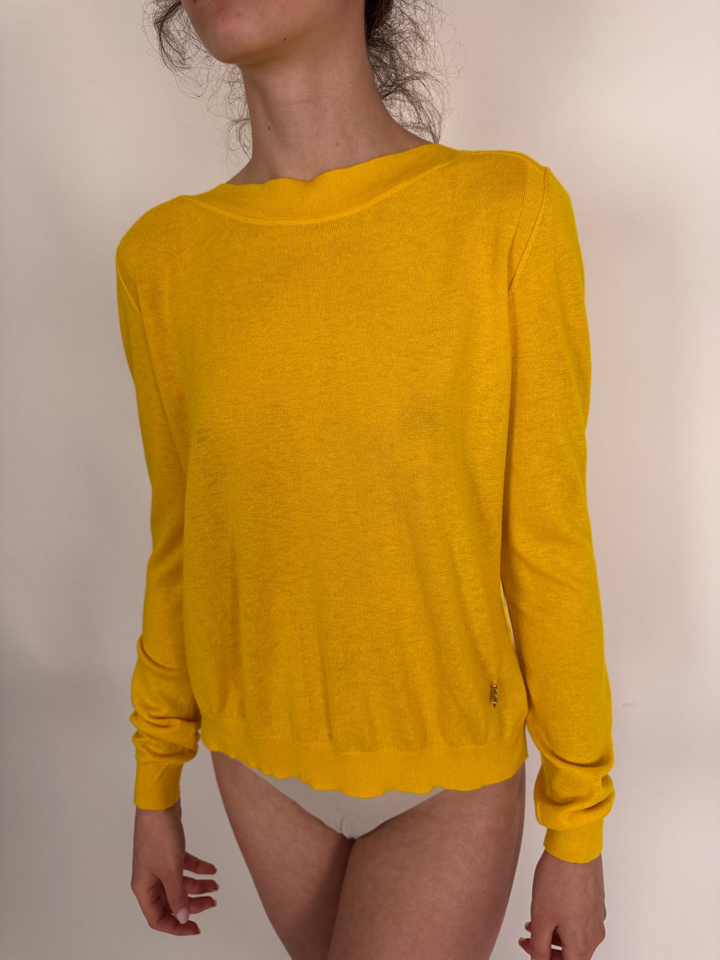 Bluză amber yellow Patrizia Pepe din jerse și satin