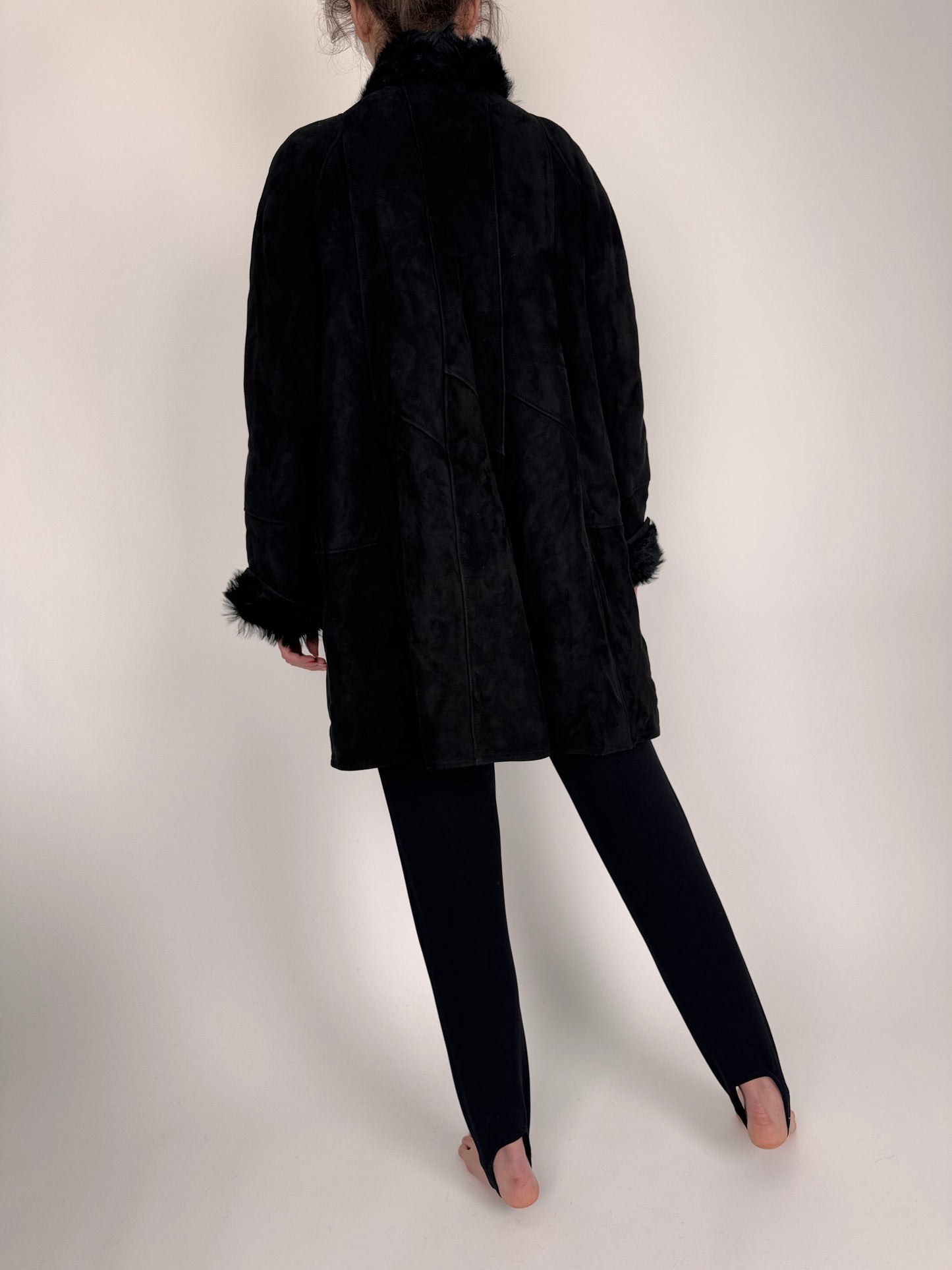 Blană naturală Shearling neagră extrem de confortabila și călduroasă